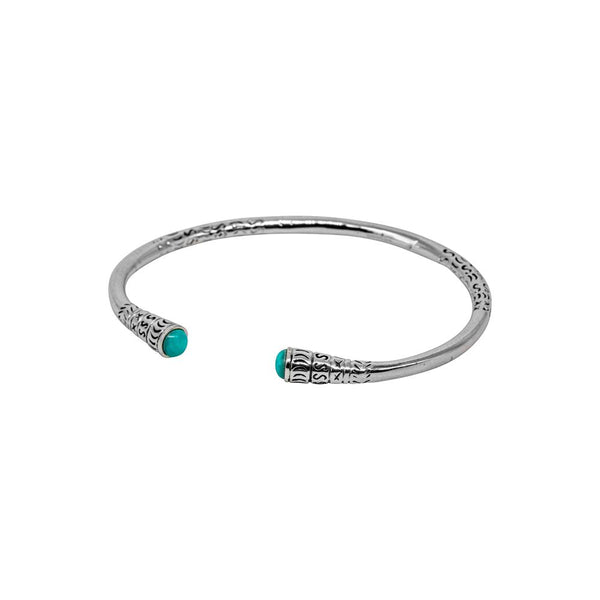 HEAVY DETAILED TURQUOISE TORQUE 925 STERLING SILVER BANGLE WHOLESALE