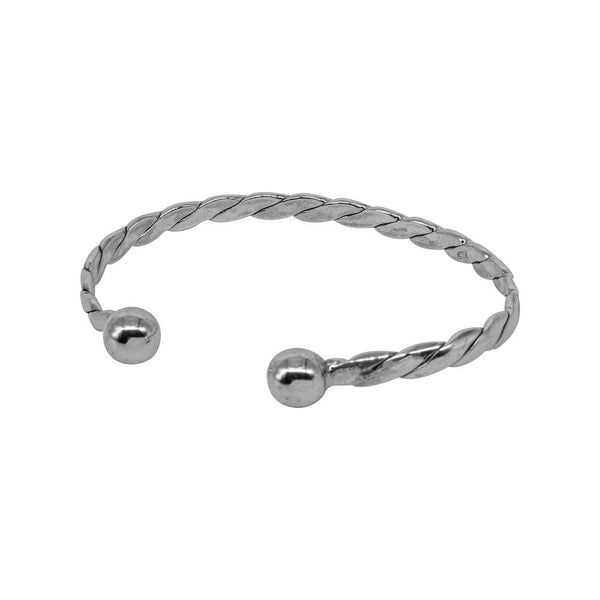 TWISTED D-SECTION TORQUE 925 STERLING SILVER BANGLE WHOLESALE
