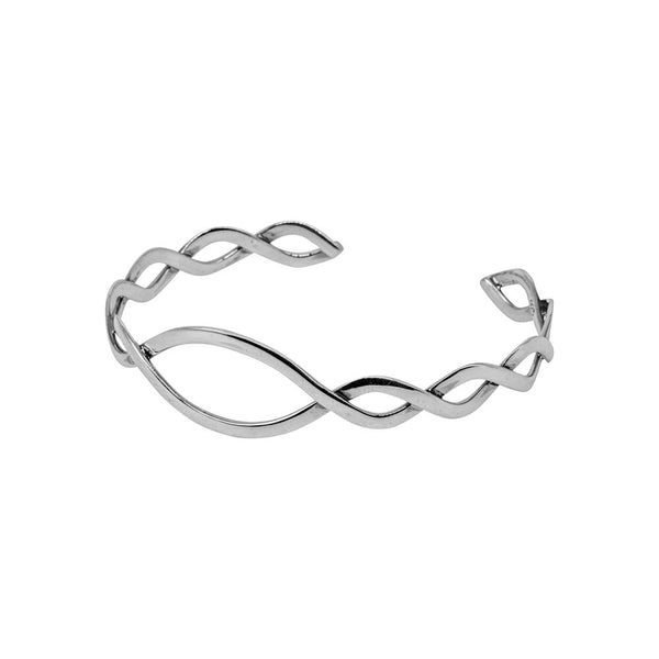 INTERLACING 925 STERLING SILVER BANGLE WITH WIDER CENTRE WHOLESALE