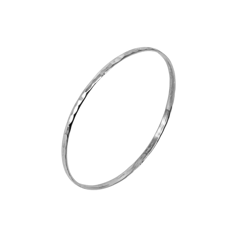 HAMMERED D-SECTION 925 STERLING SILVER WHOLESALE BANGLE