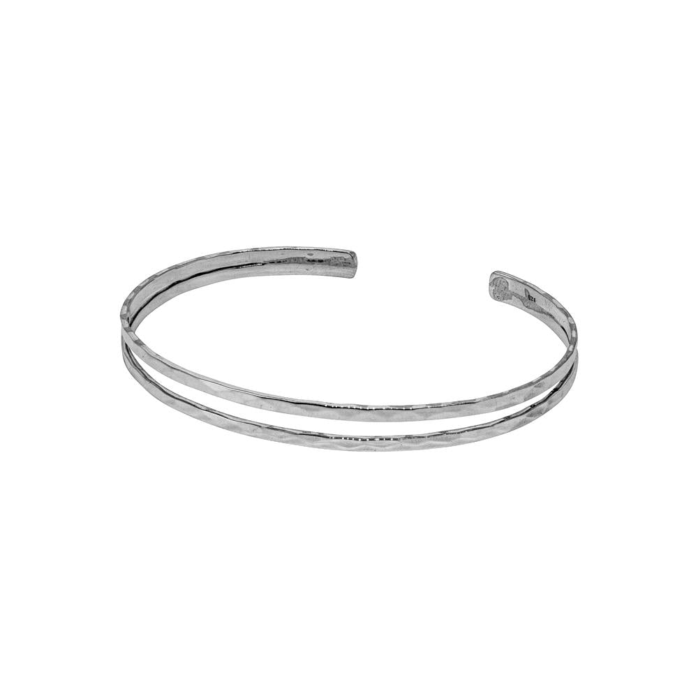DOUBLE ROW HAMMERED 925 STERLING SILVER BANGLE WHOLESALE