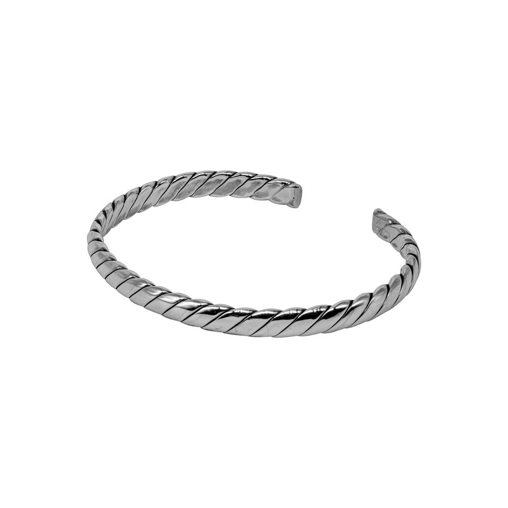 HEAVY TWIST D-SECTION 925 STERLING SILVER WHOLESALE BANGLE