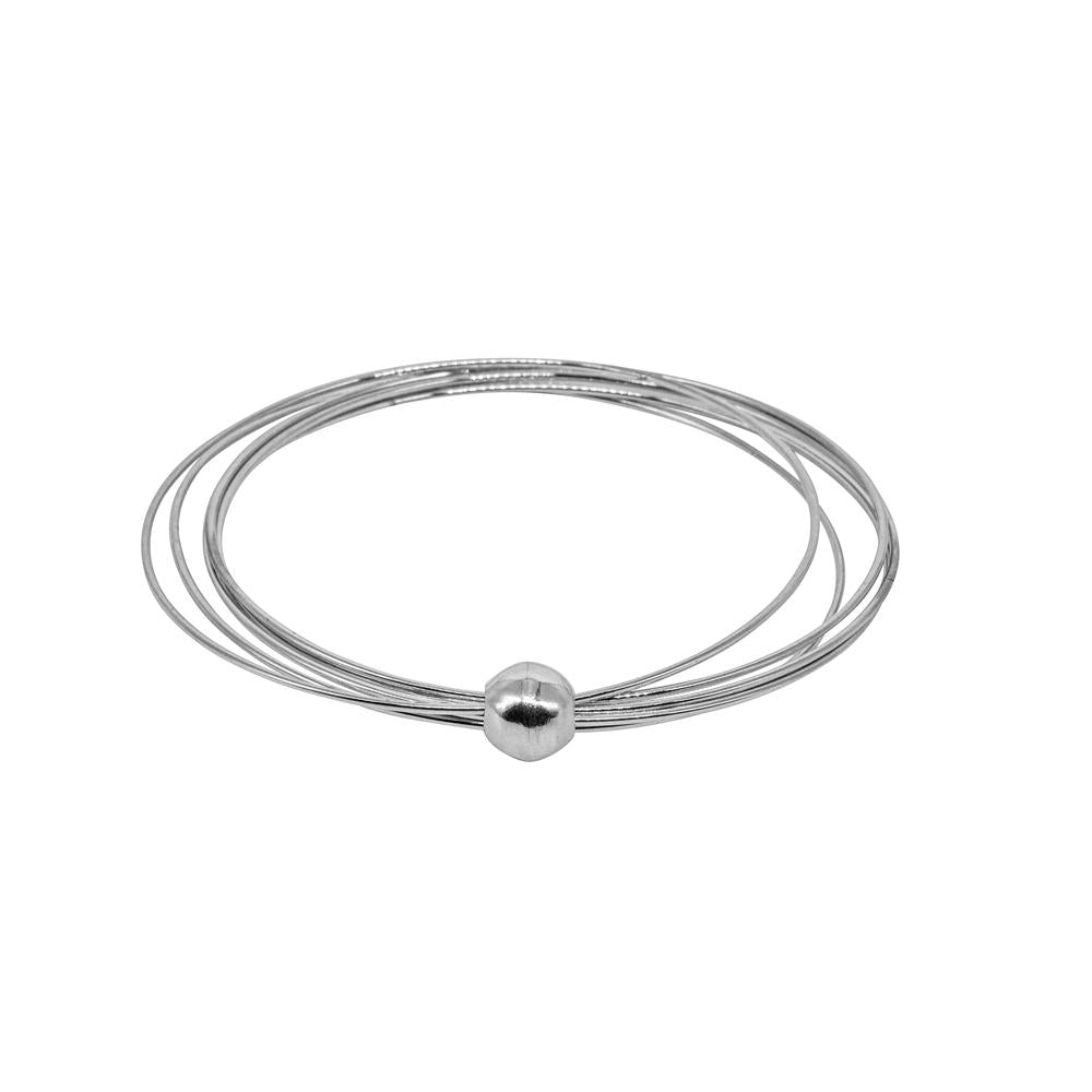 5 STRAND 925 STERLING SILVER WHOLESALE BANGLE WITH SILVER BEAD