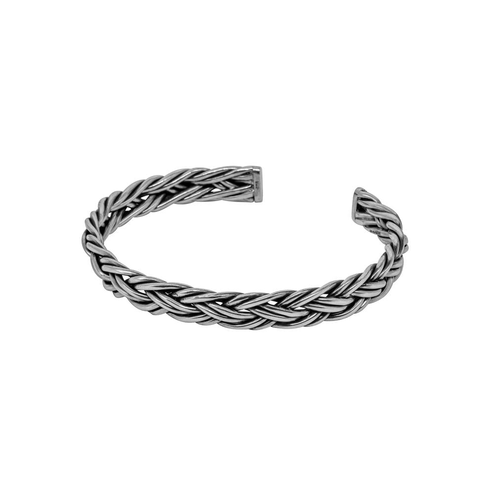 TWO DOUBLE STRAND PLAIT 925 STERLING SILVER BANGLE WHOLESALE