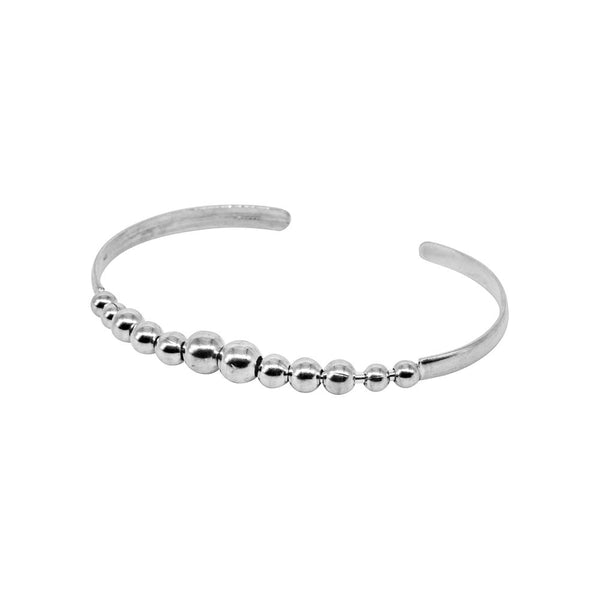 MULTI GRADUATED BEADED 925 STERLING SILVER BANGLE WHOLESALE