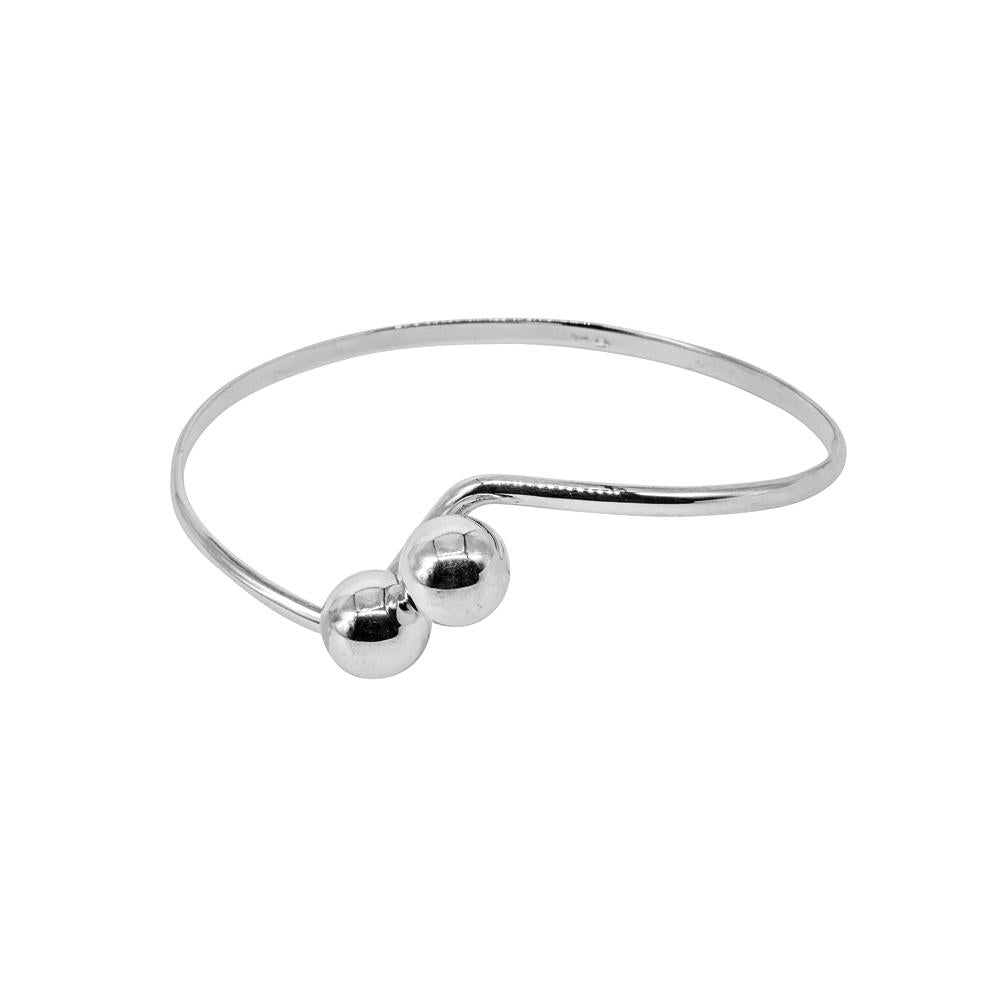 DOUBLE BEAD OPENING 925 STERLING SILVER BANGLE WHOLESALE