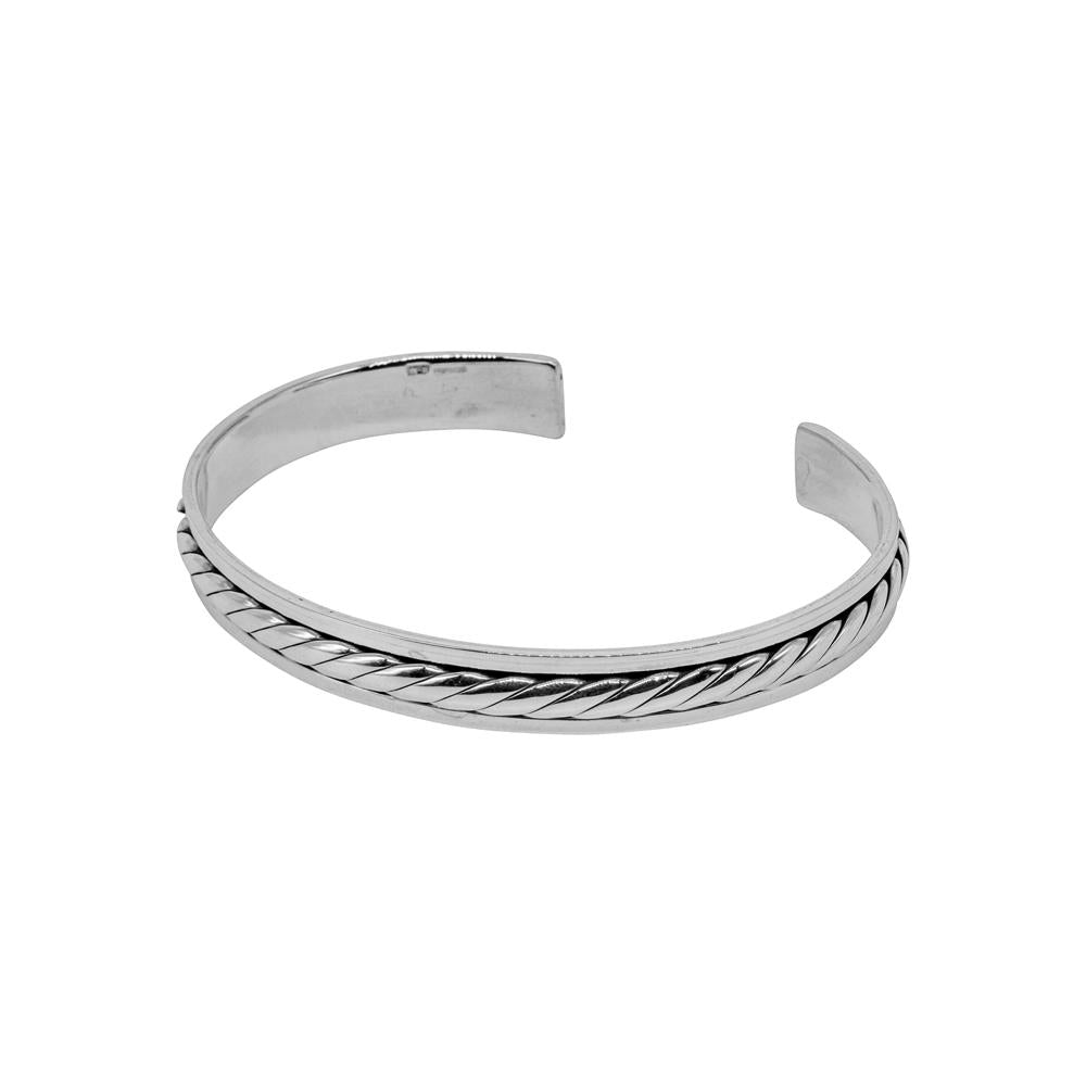 TWISTED CENTRE PLAIN EDGED HEAVY 925 STERLING SILVER BANGLE WHOLESALE