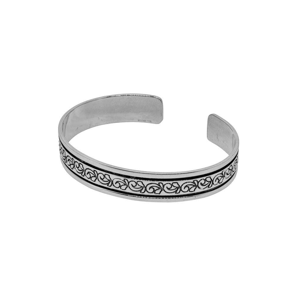 FLAT PLAIN EDGED CENTRAL PATTERNED 925 STERLING SILVER BANGLE WHOLESALE