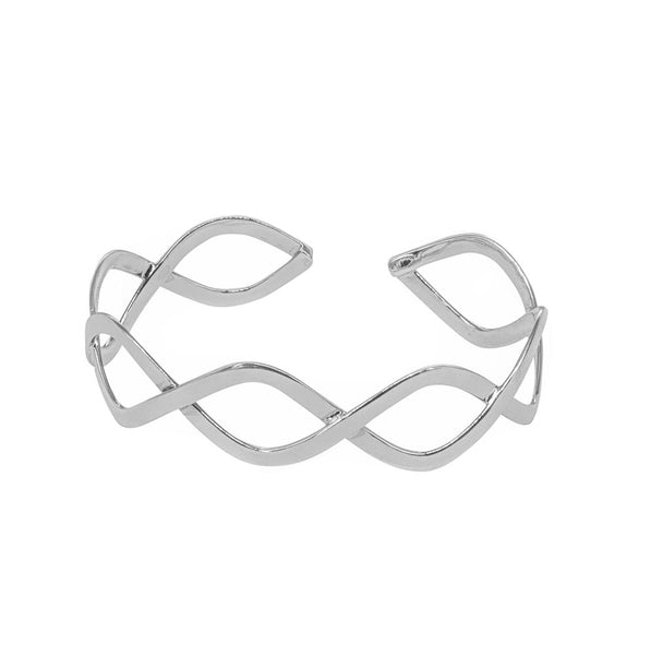 DOUBLE INTERLACED CRISS CROSS 925 STERLING SILVER BANGLE WHOLESALE
