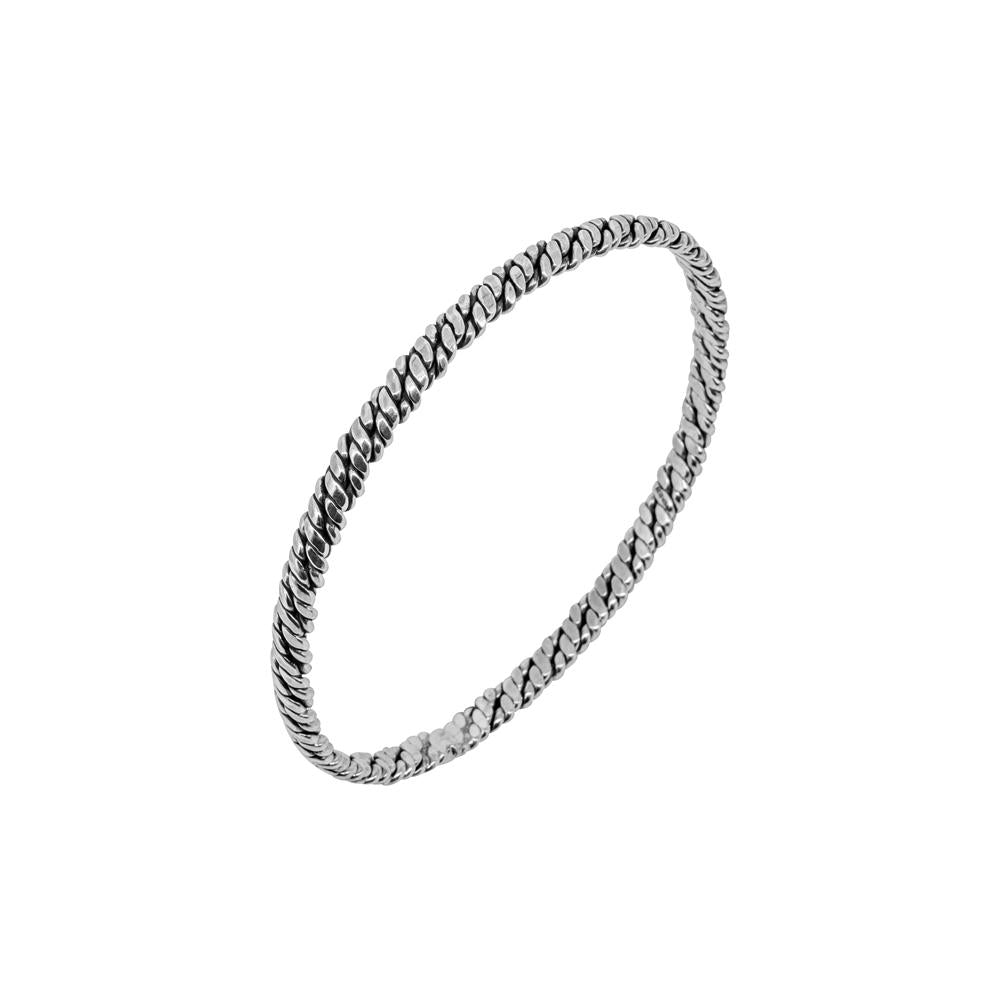 D-SHAPED DOUBLE STRAND TWIST 925 STERLING SILVER BANGLE WHOLESALE