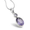 925 sterling silver double stone amethyst pendant (SP19AM)